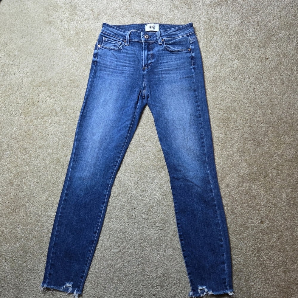 PAIGE Verdugo Ankle Skinny Jeans Medium Wash Stretch Denim Size 26
